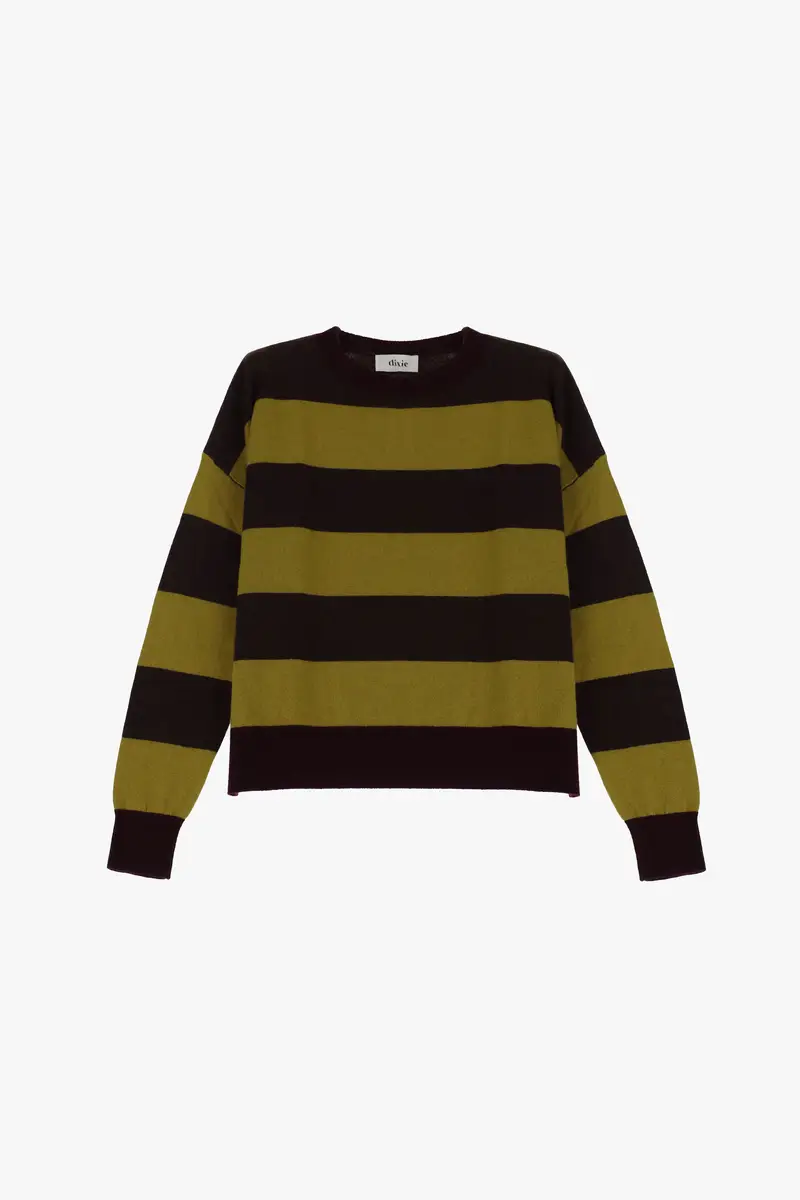 Maglione a righe con maniche lunghe e scollo tondo