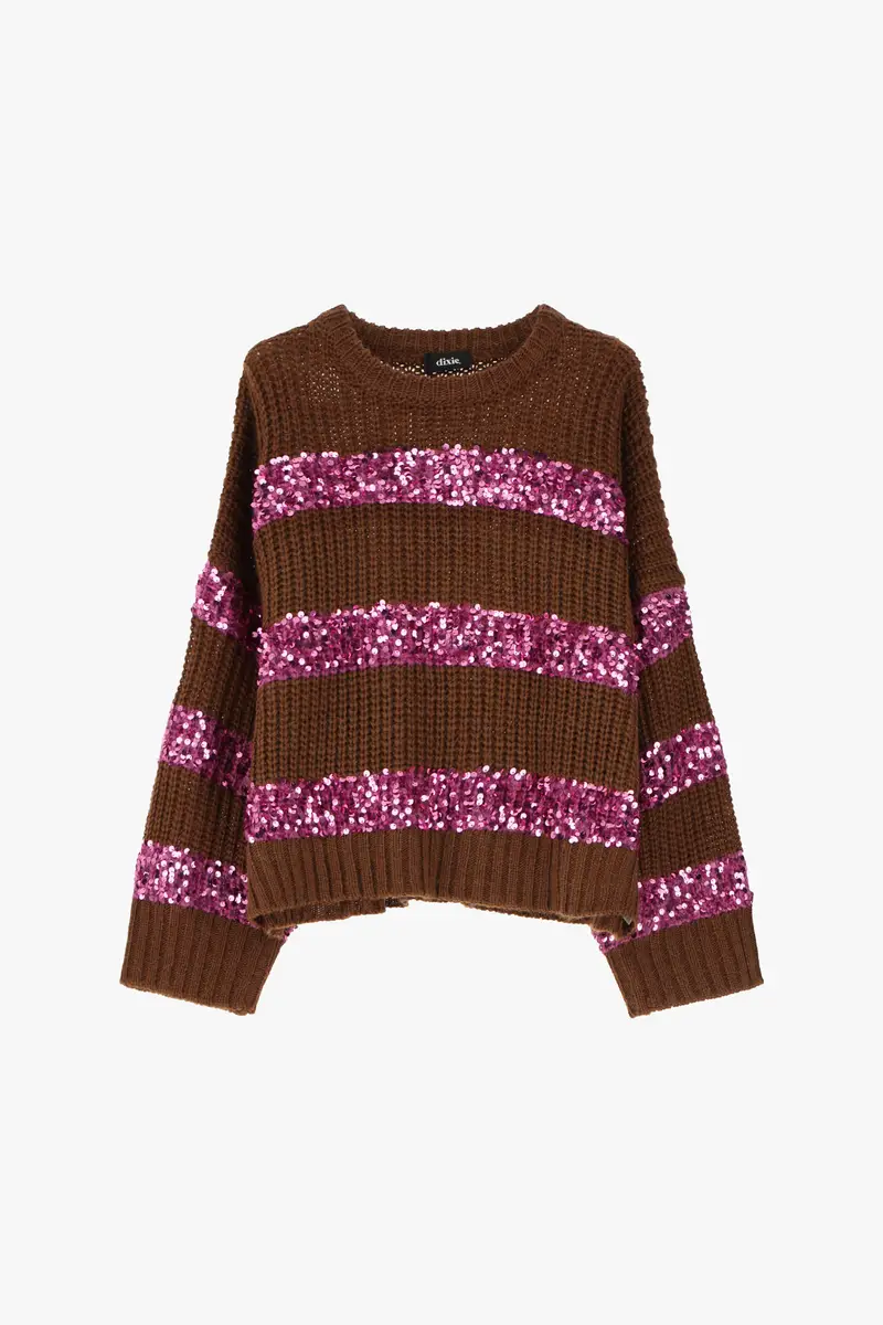 Maglione a righe con paillettes brillanti