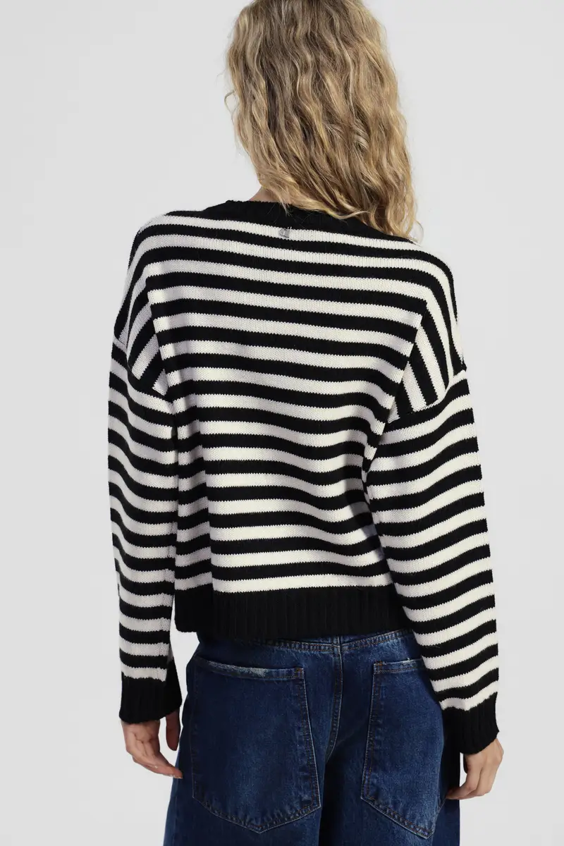 Maglione a righe con personaggio jacquard miniatura 3