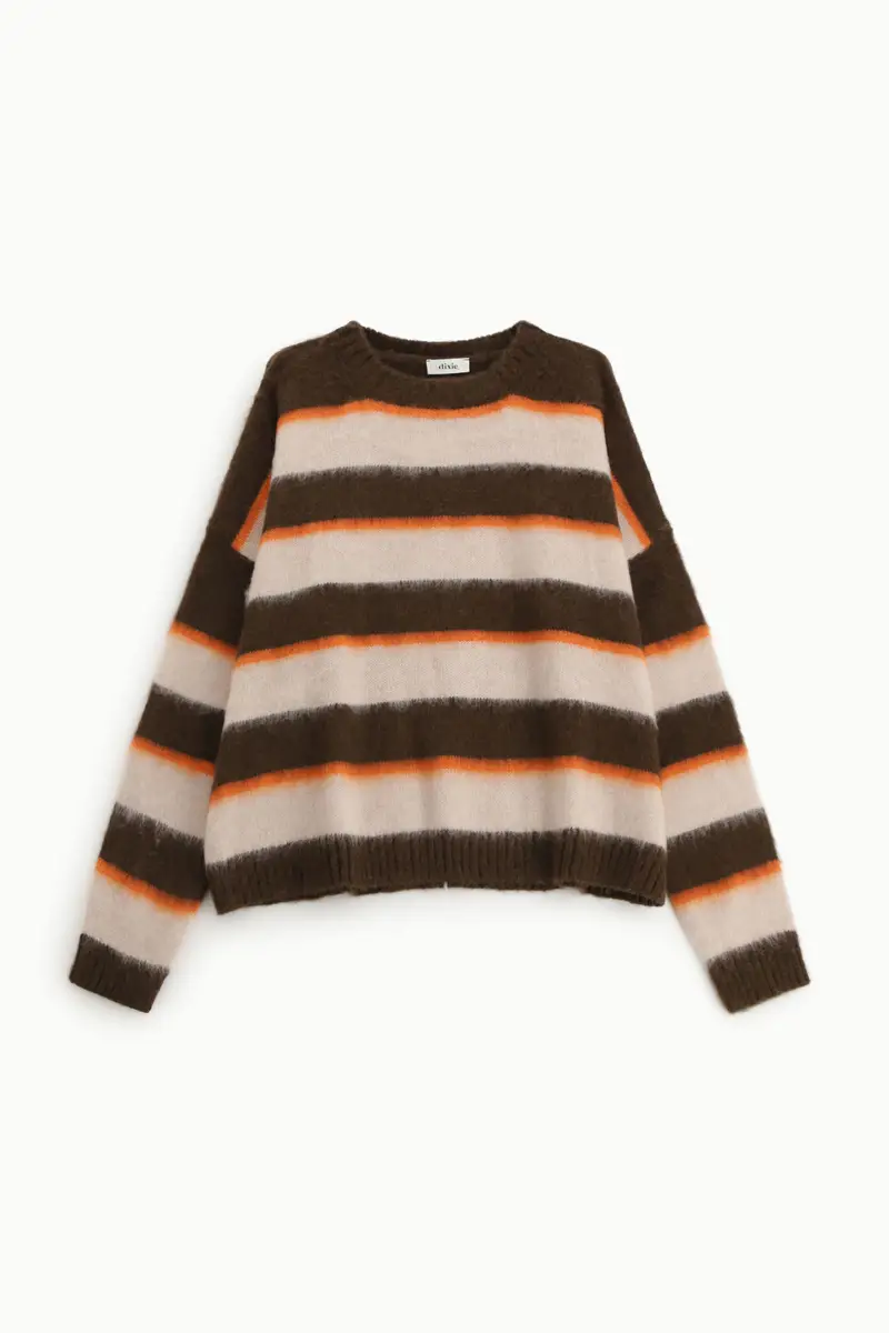 Maglione a righe girocollo vestibilità morbida