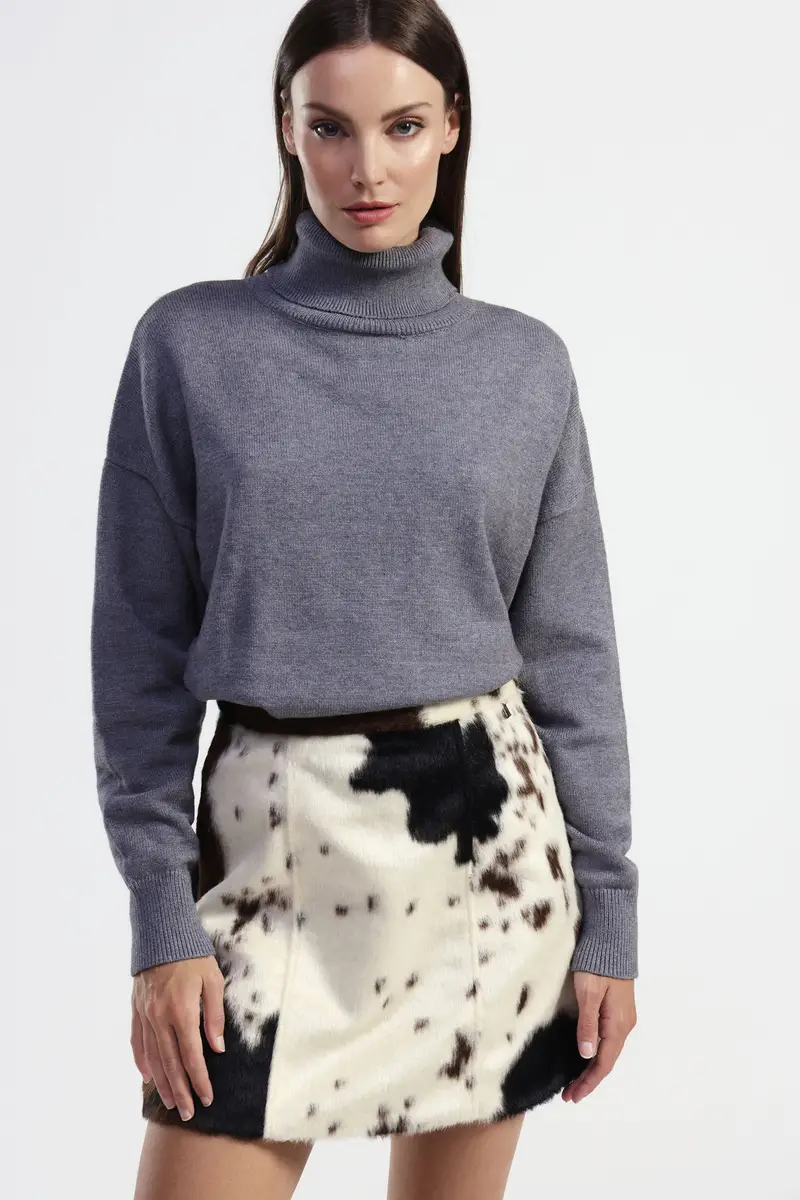 Maglione collo alto tinta unita miniatura 2