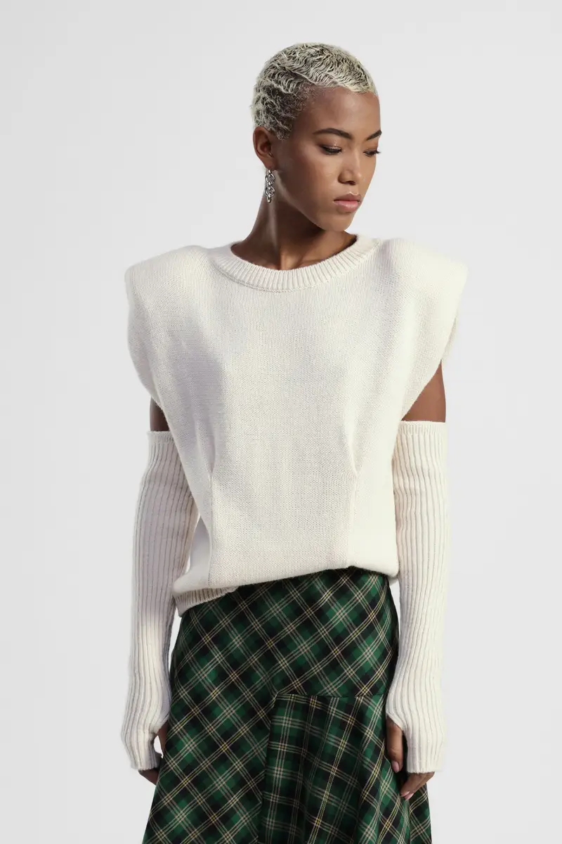 Maglione corto con maniche lunghe rimovibili miniatura 2