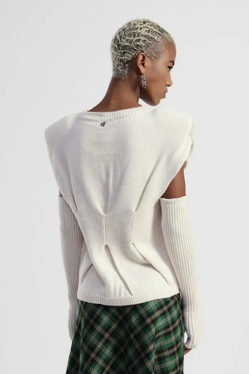 Maglione corto con maniche lunghe rimovibili miniatura 3