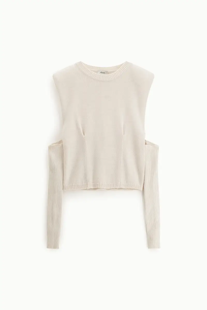 Maglione corto con maniche lunghe rimovibili