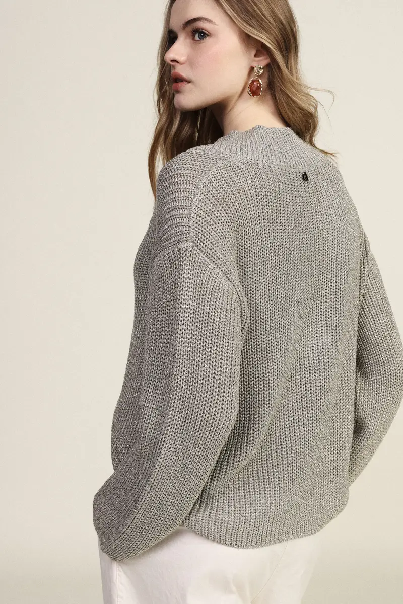 Maglione girocollo a coste con maniche lunghe miniatura 3