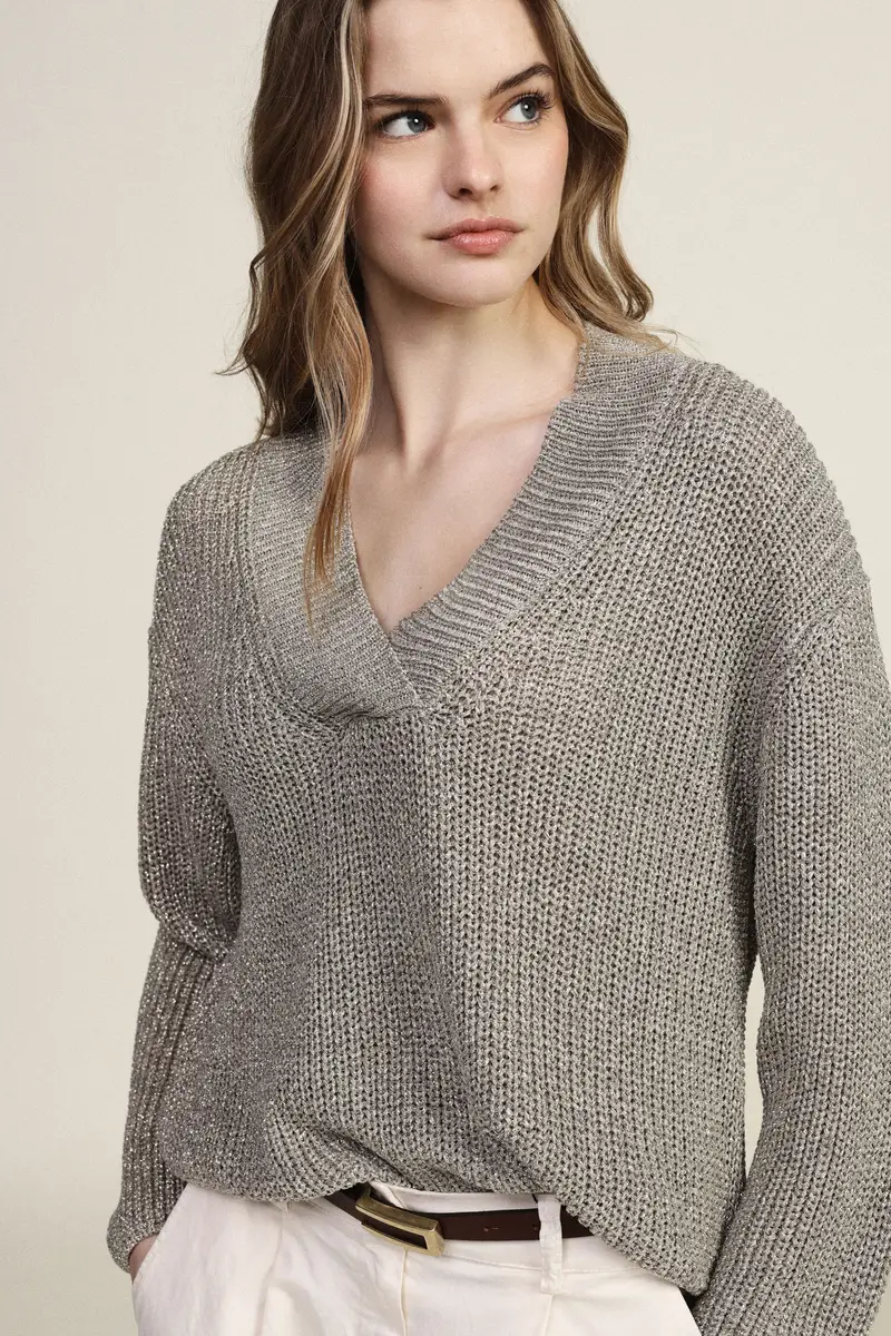 Maglione girocollo a coste con maniche lunghe miniatura 4