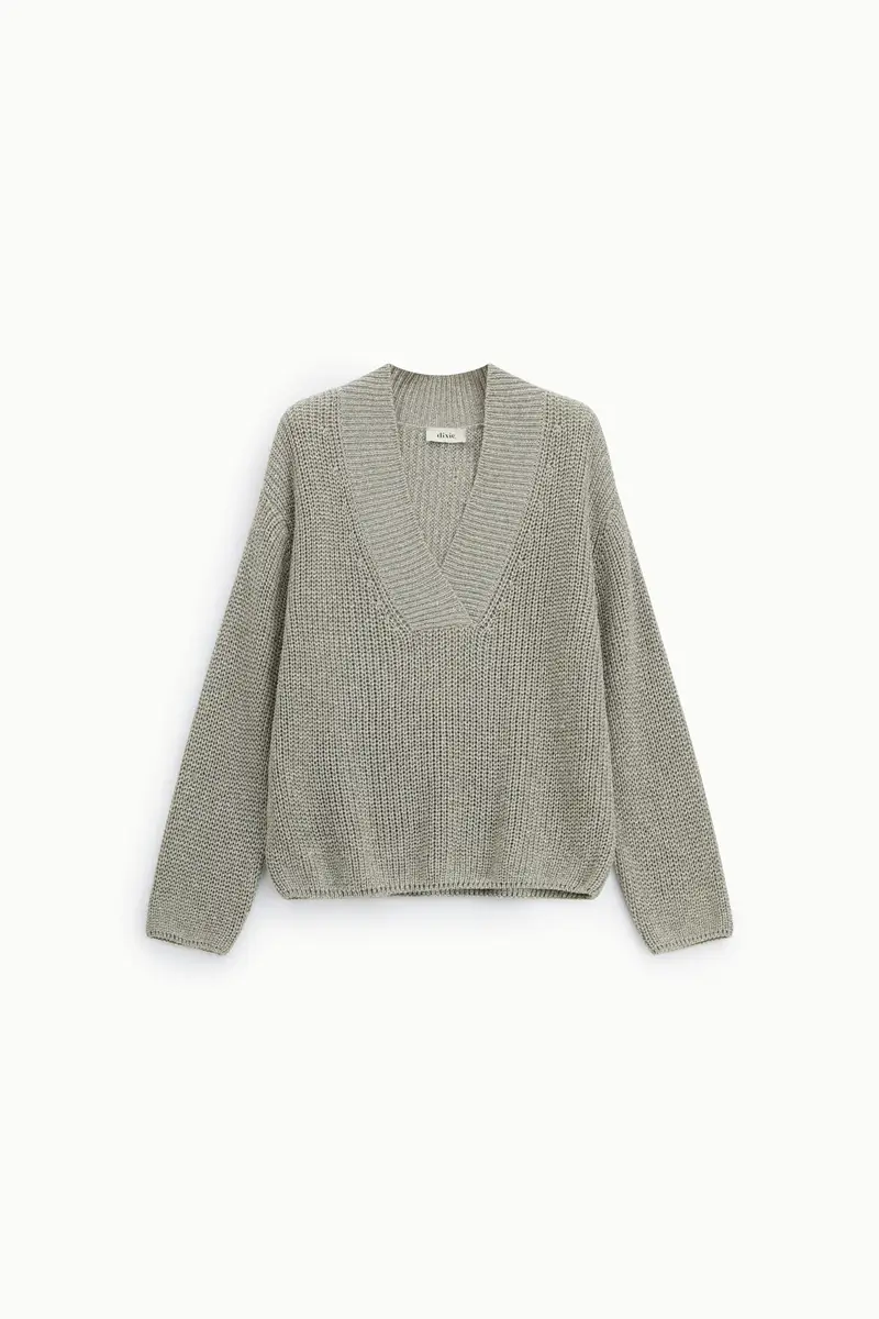 Maglione girocollo a coste con maniche lunghe