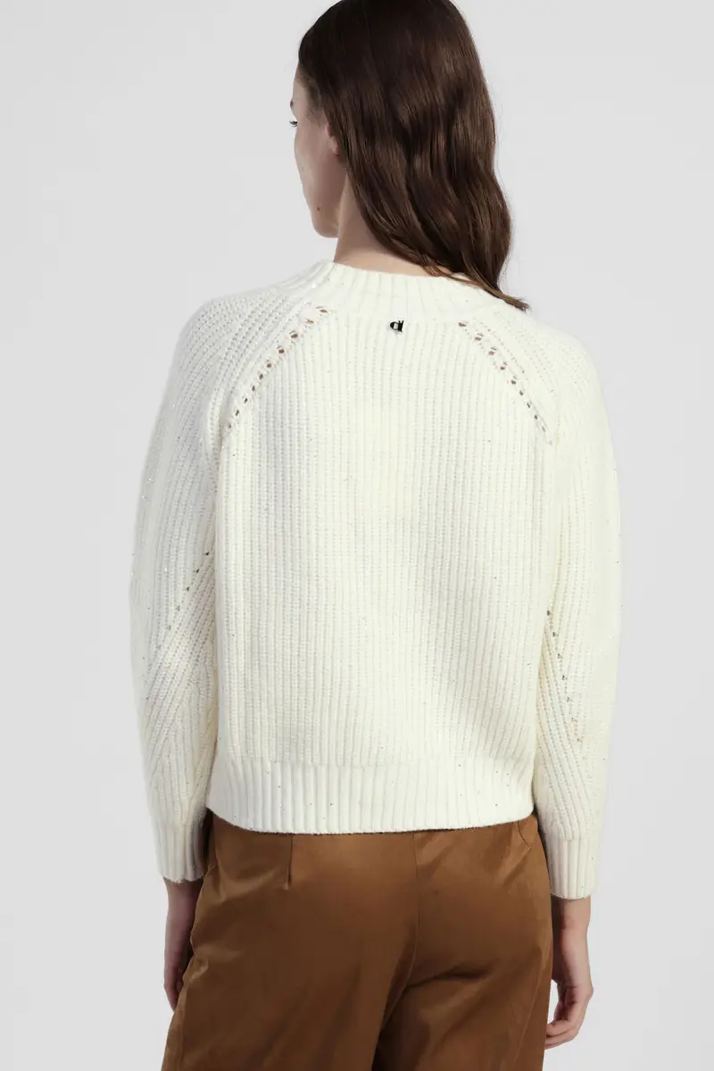 Maglione girocollo a costine con micro applicazioni miniatura 3