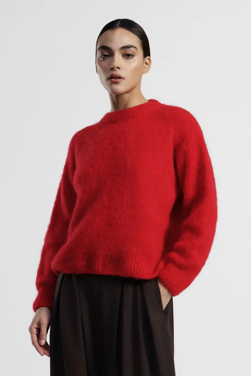 Maglione girocollo a maniche lunghe dalla vestibilità morbida miniatura 2