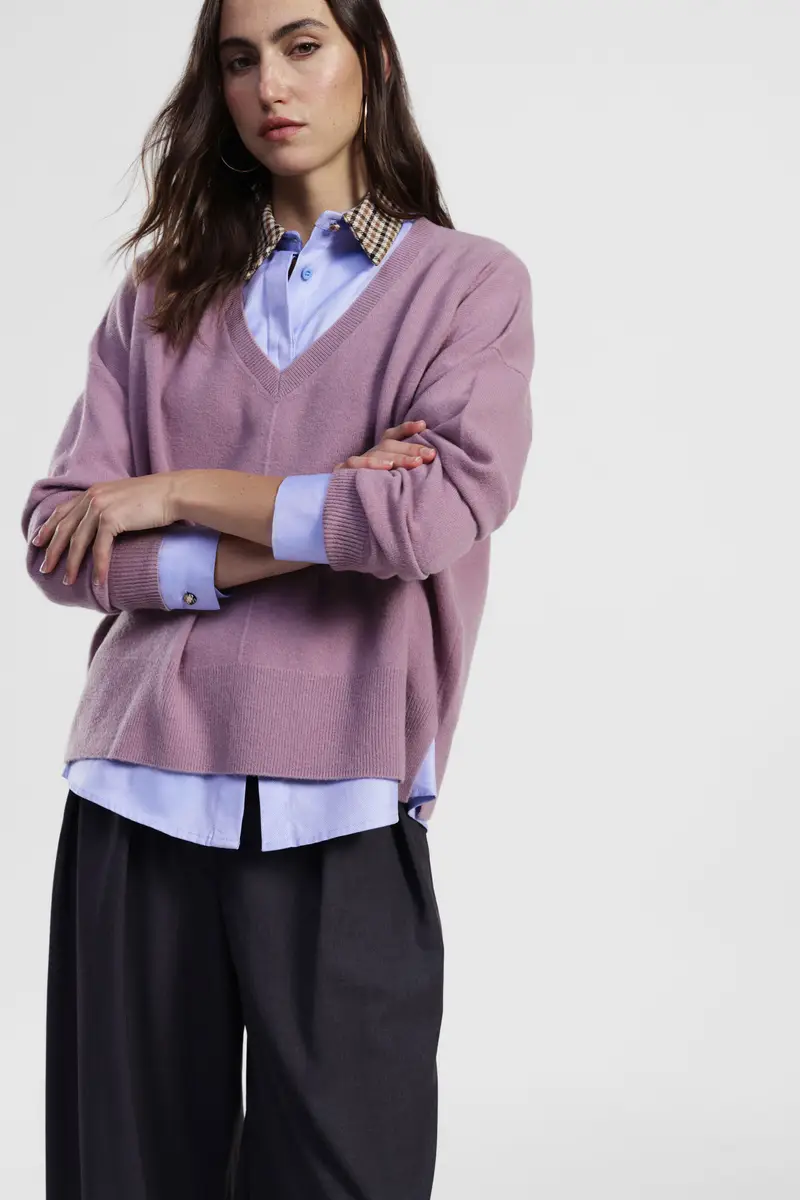 Maglione girocollo ampio con maniche lunghe miniatura 2