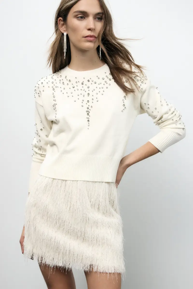 Maglione girocollo con applicazioni luminose miniatura 2