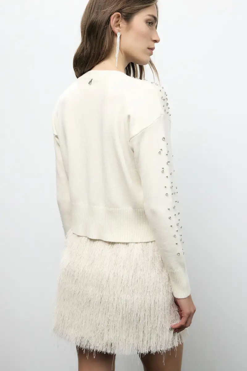 Maglione girocollo con applicazioni luminose miniatura 3