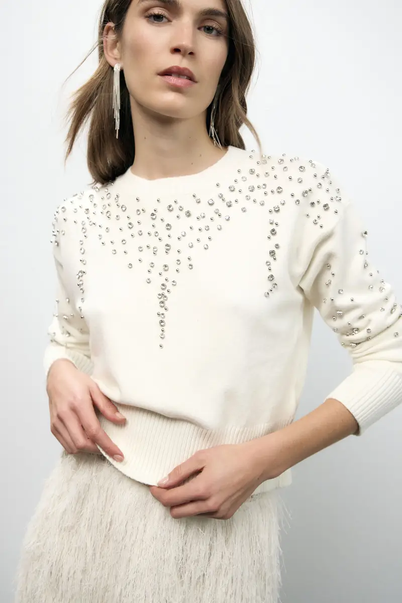 Maglione girocollo con applicazioni luminose miniatura 4