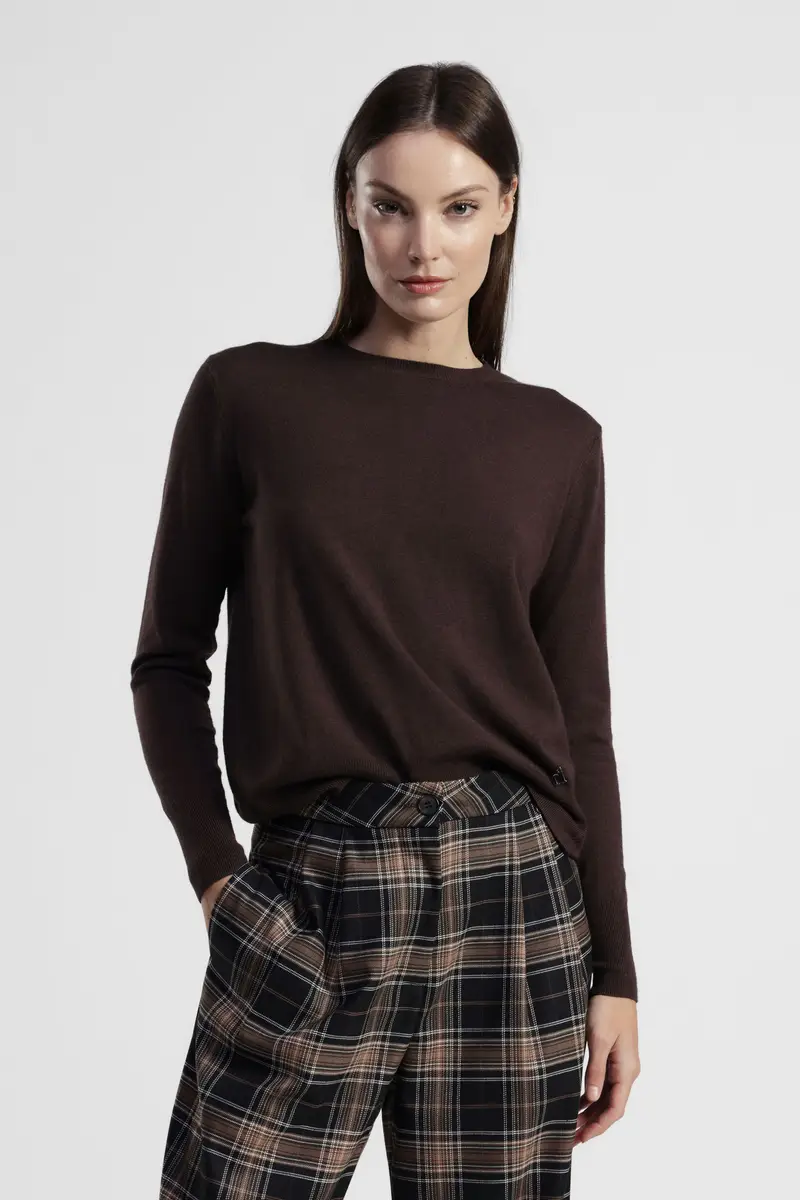 Maglione girocollo con maniche lunghe e dettaglio posteriore miniatura 2