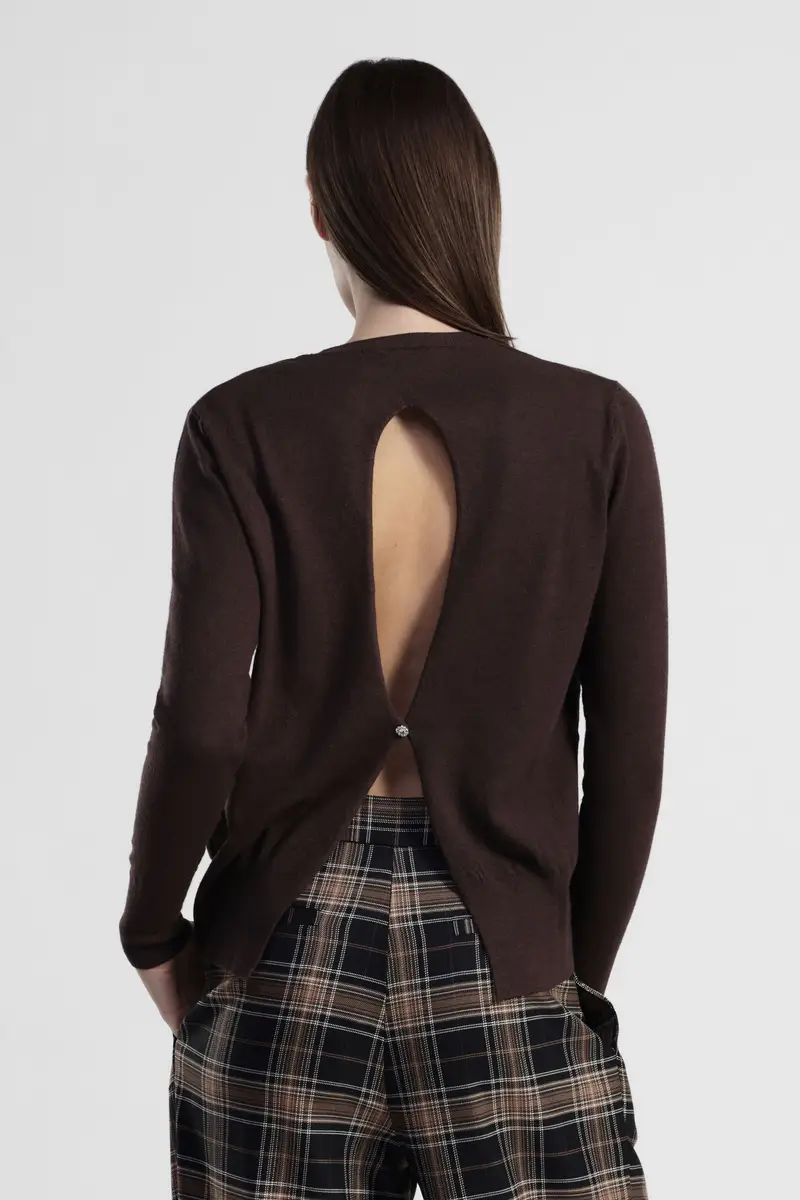 Maglione girocollo con maniche lunghe e dettaglio posteriore miniatura 3