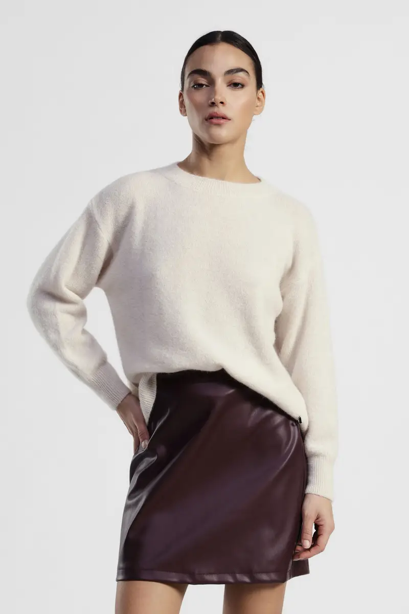 Maglione girocollo con maniche lunghe e scollo posteriore miniatura 2