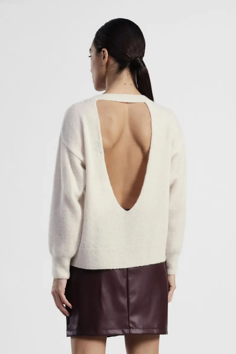 Maglione girocollo con maniche lunghe e scollo posteriore miniatura 3