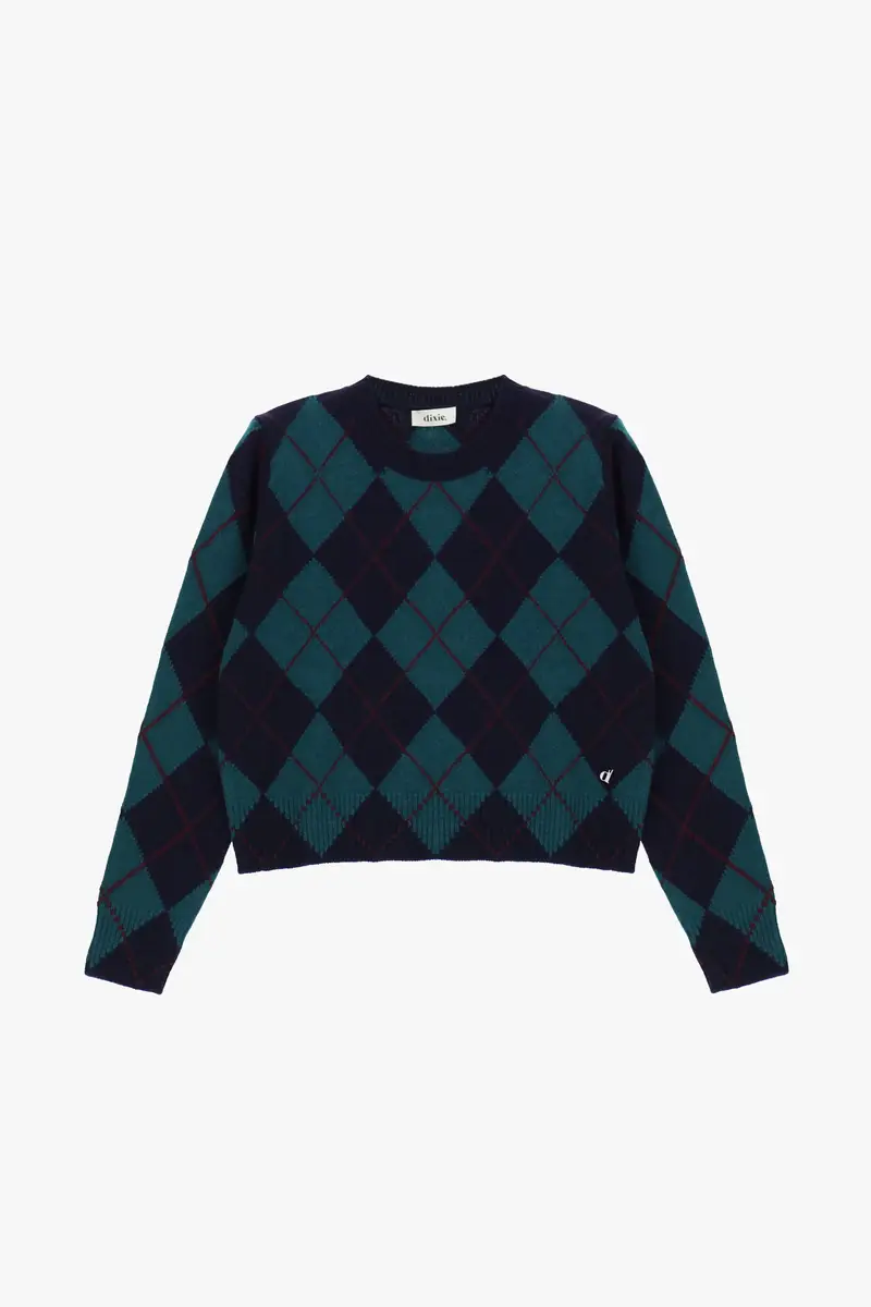 Maglione girocollo con motivo argyle e fit regolare