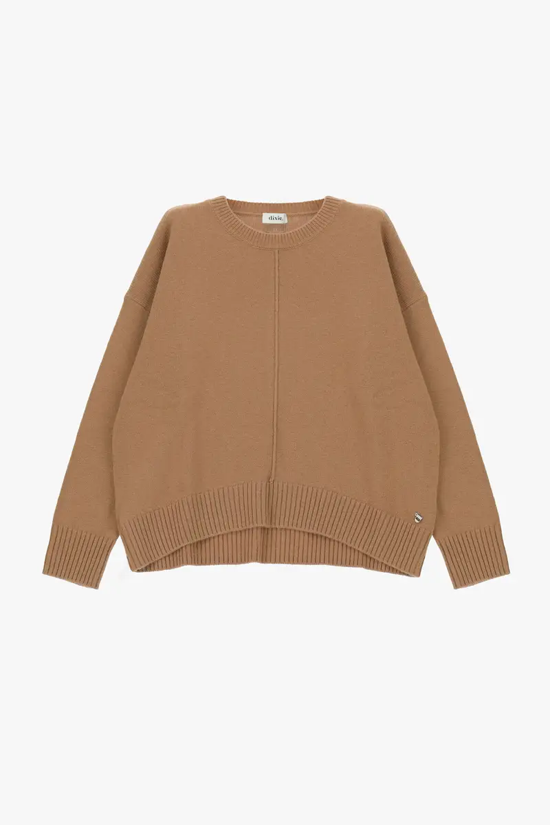 Maglione girocollo con orlo e polsini a coste