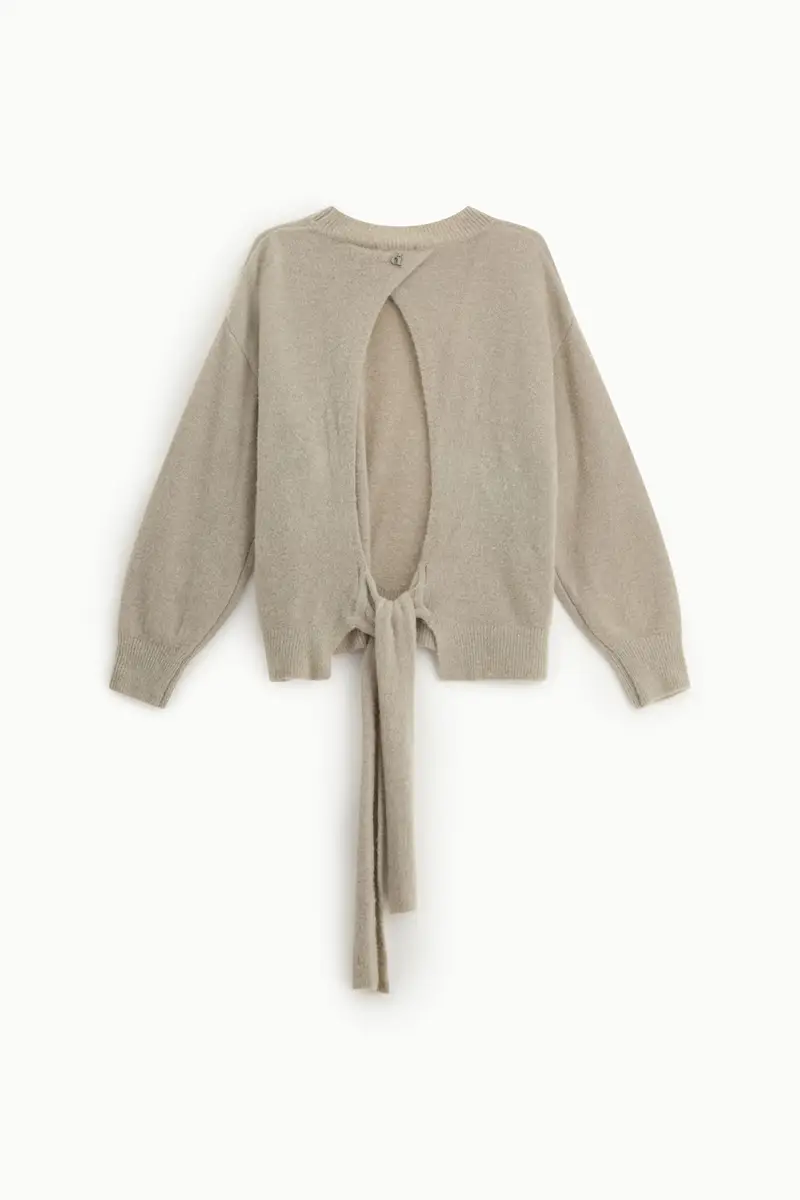 Maglione girocollo con schiena aperta e nodo miniatura 2