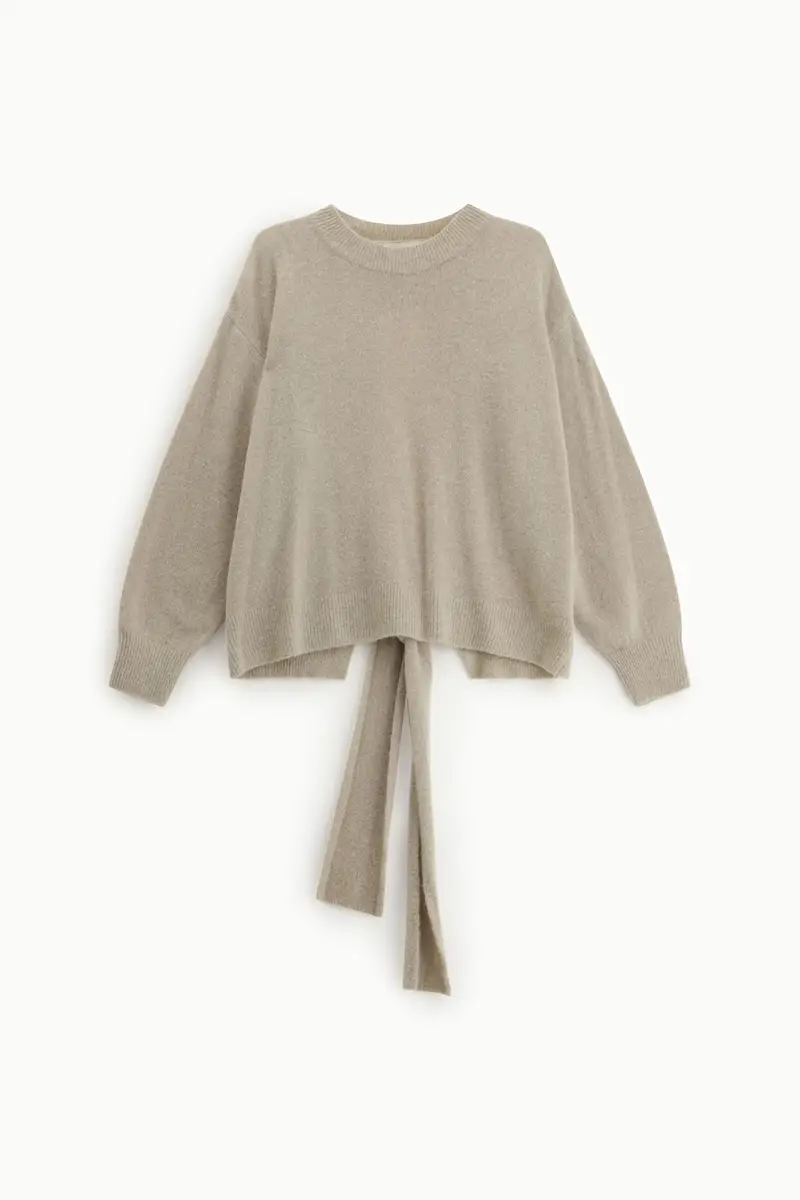 Maglione girocollo con schiena aperta e nodo