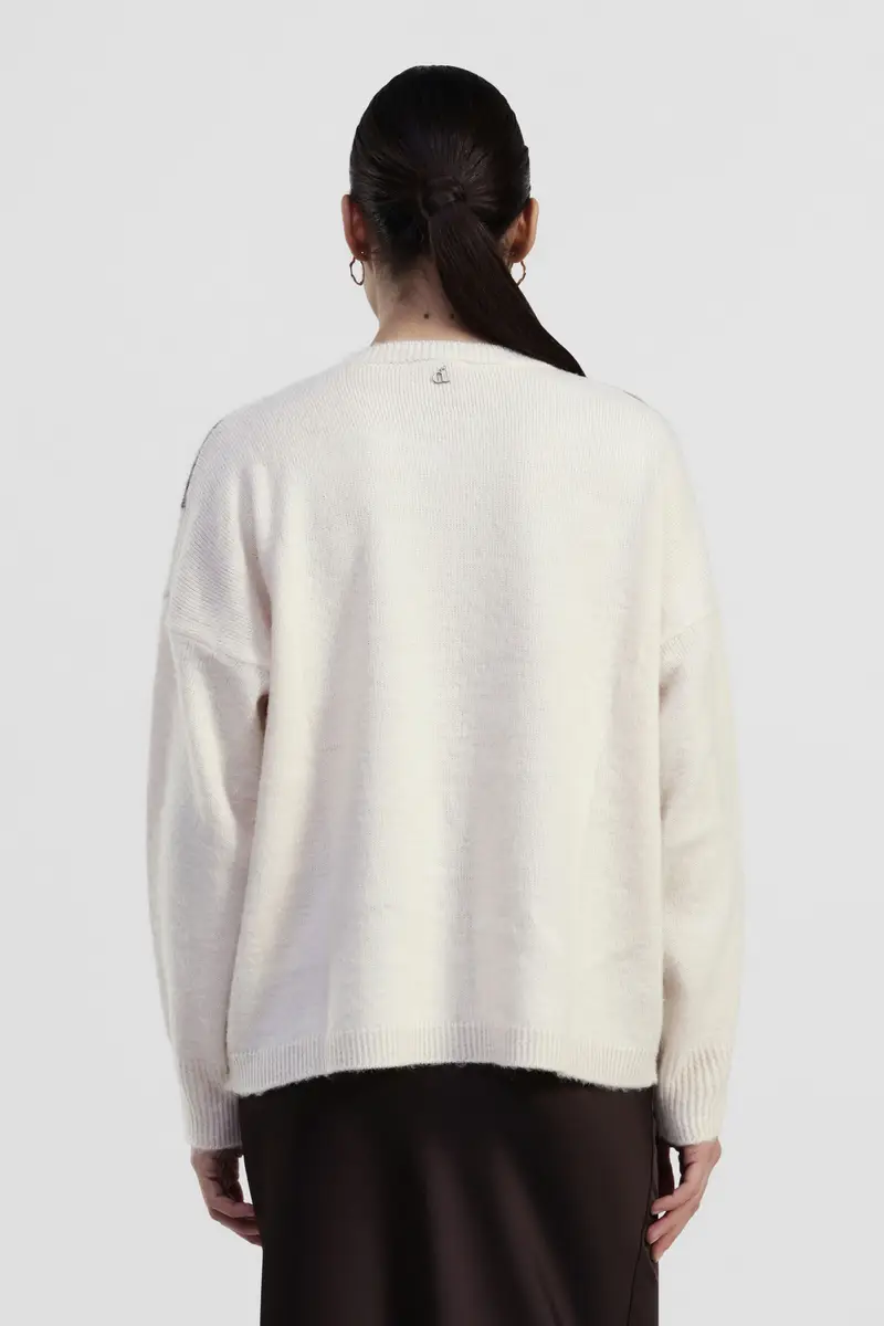 Maglione girocollo fantasia rombi con maniche lunghe miniatura 3