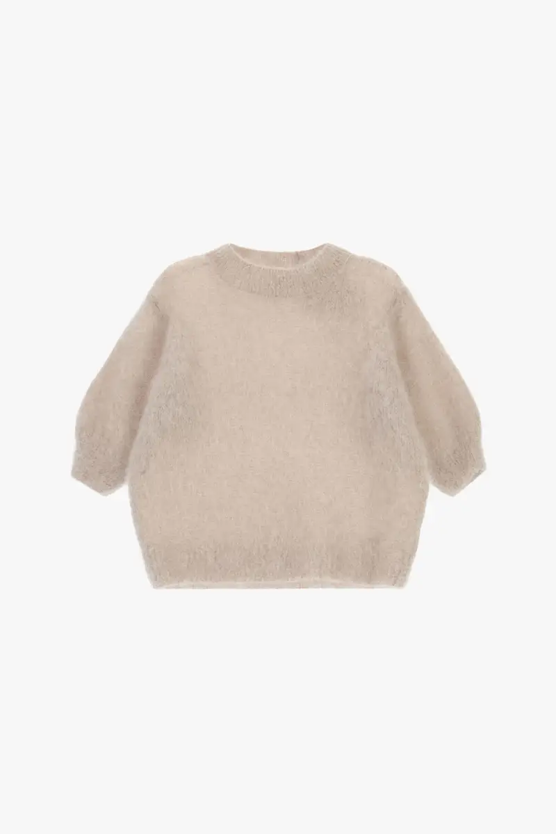 Maglione girocollo fit morbido manica 3/4 donna