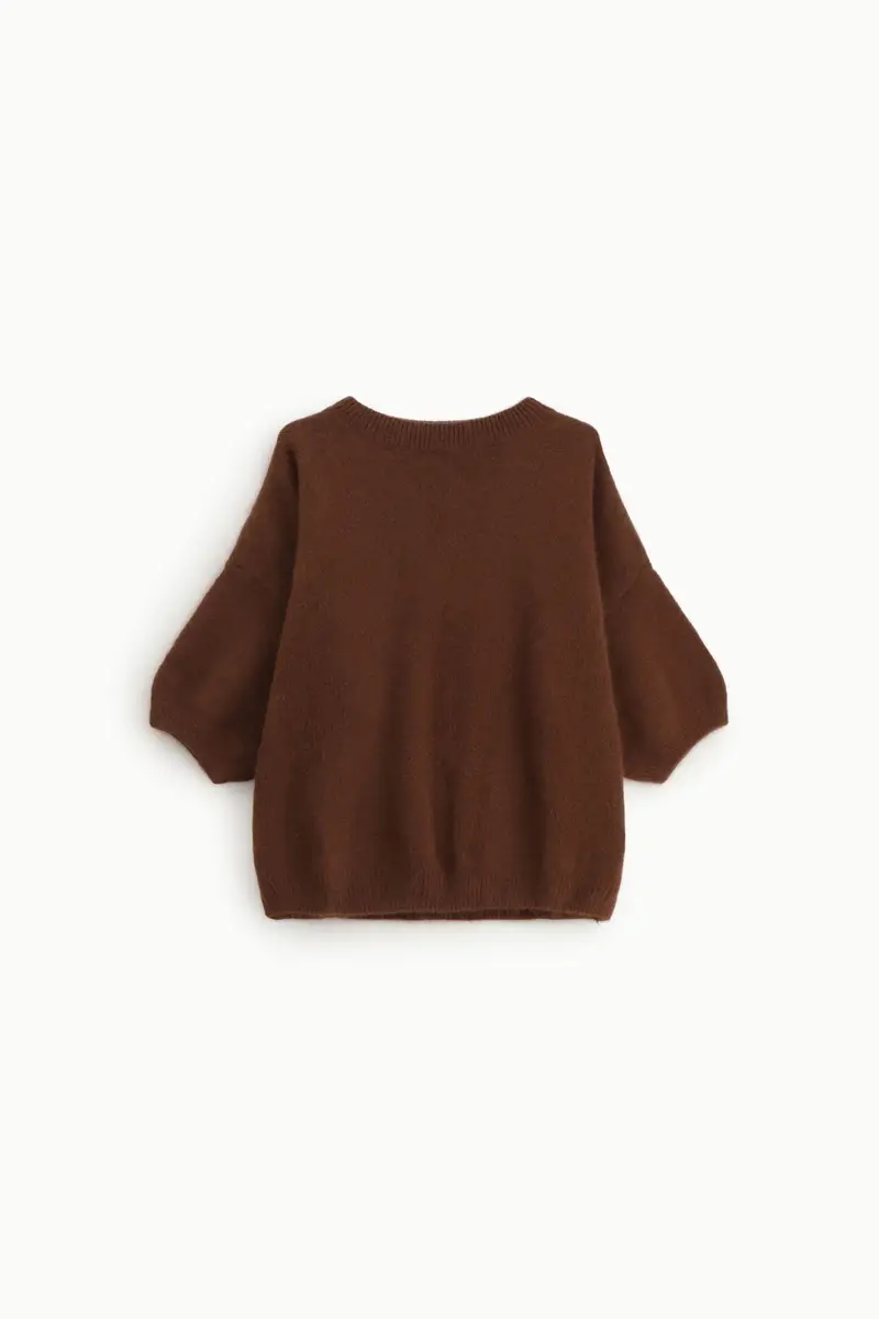 Maglione girocollo fit morbido maniche 3/4