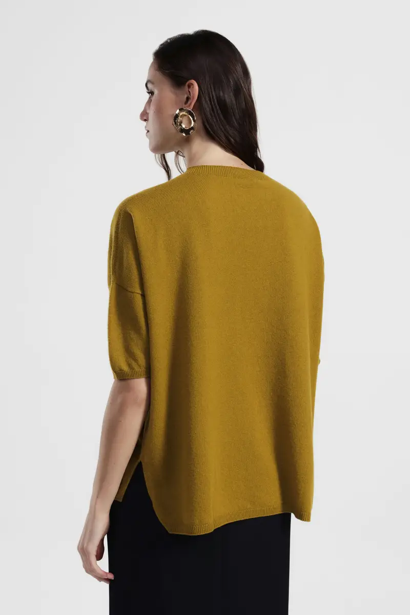 Maglione girocollo maniche corte vestibilità morbida miniatura 3