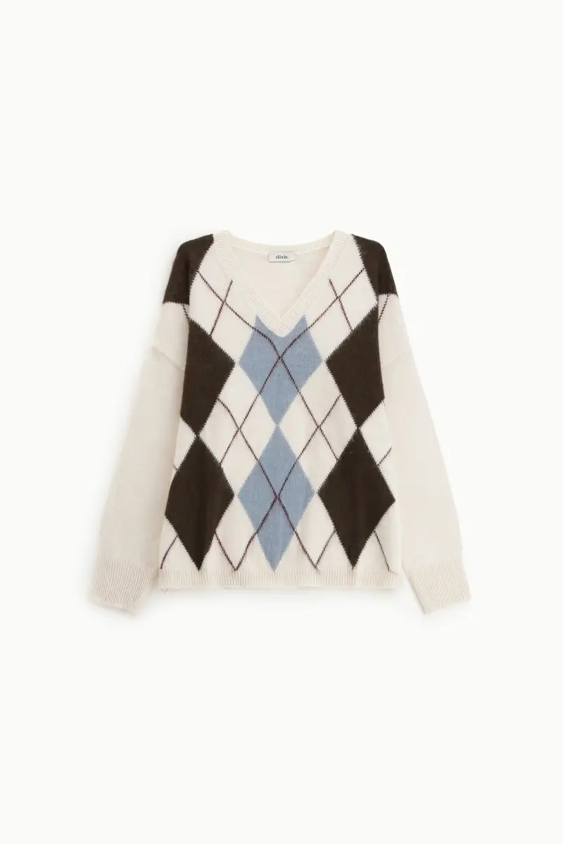 Maglione girocollo rombi vestibilità morbida