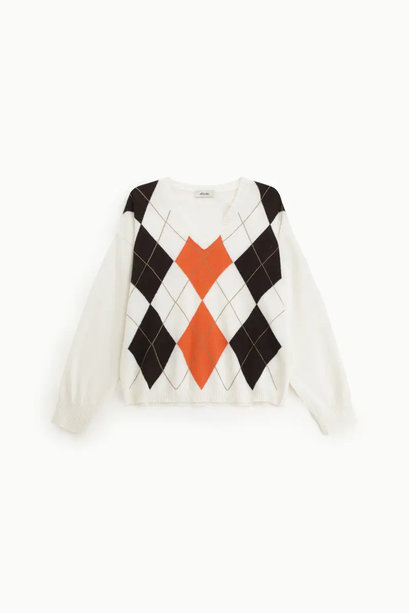 Maglione girocollo rombi vestibilità regolare