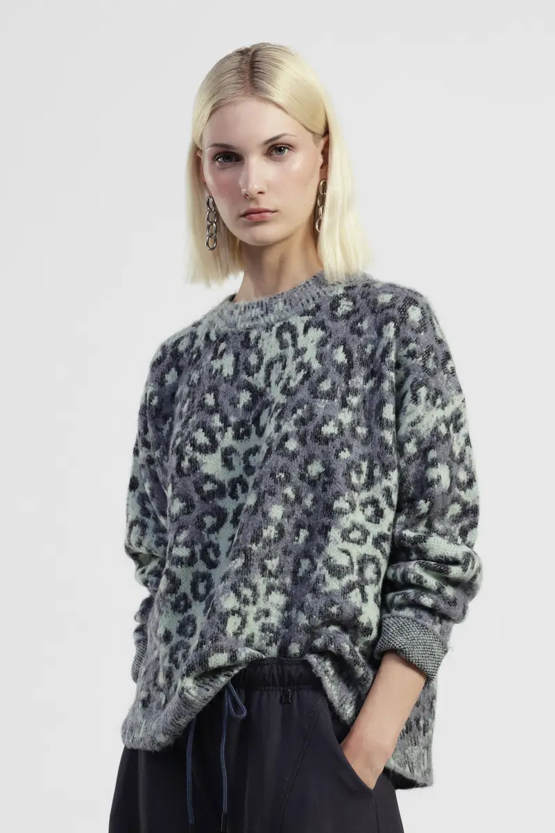 Maglione girocollo stampa animalier vestibilità morbida miniatura 2