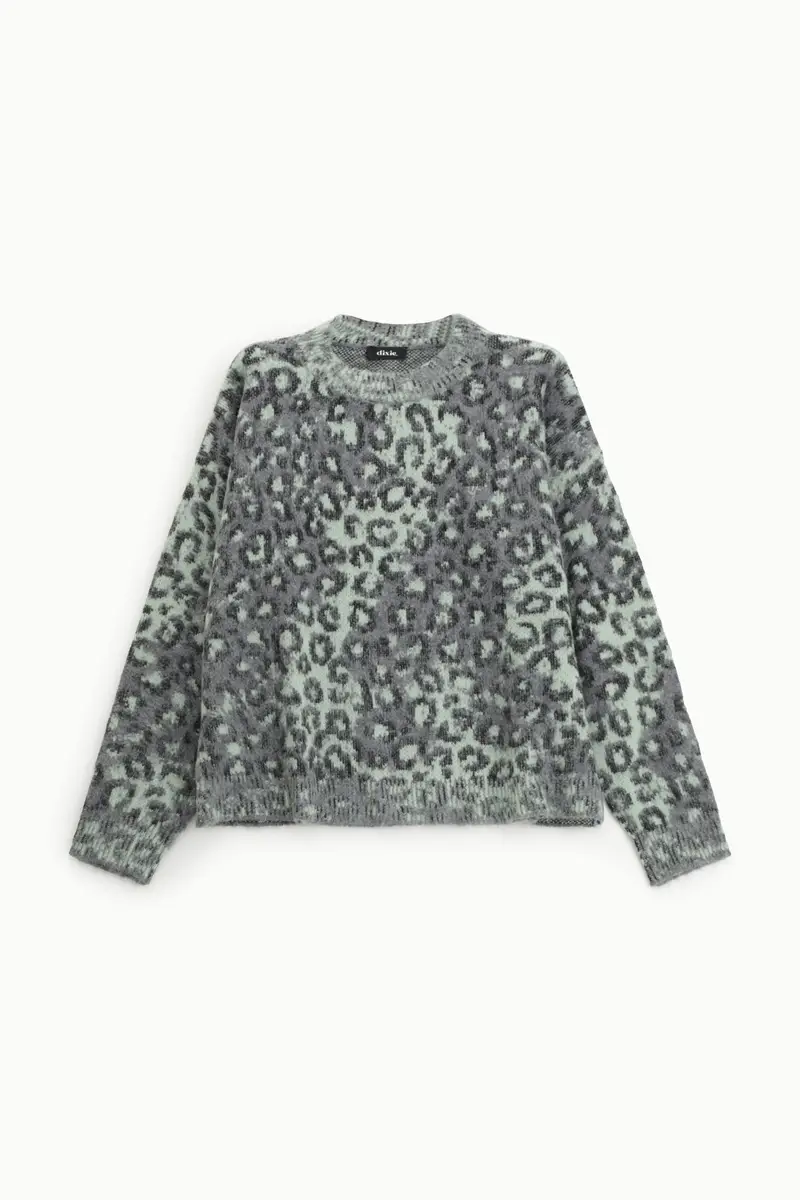 Maglione girocollo stampa animalier vestibilità morbida