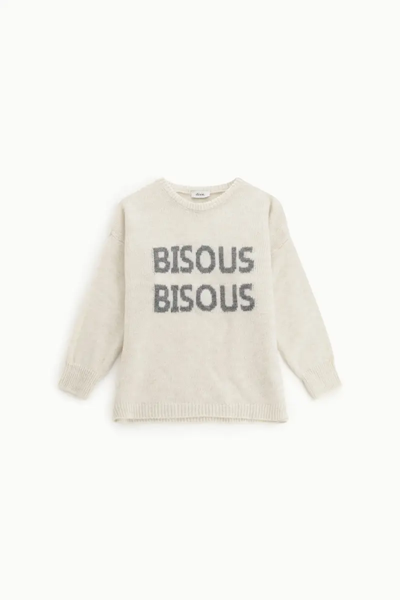 Maglione girocollo stampa bisous bisous