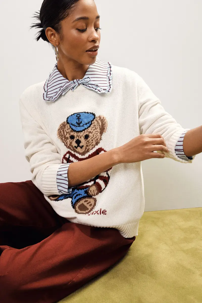 Maglione girocollo stampa orsetto marinaio miniatura 2