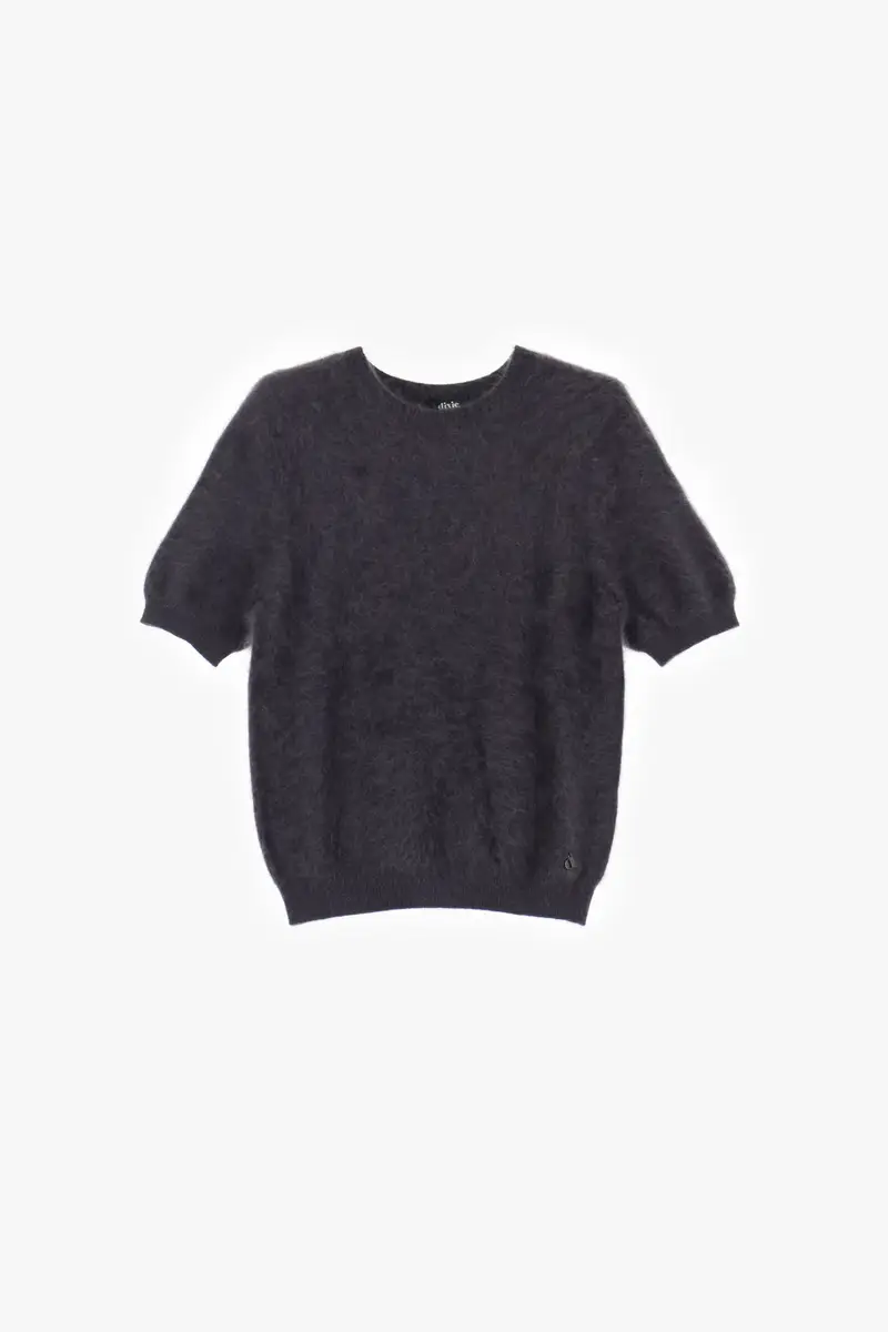 Maglione manica corta con girocollo soffice