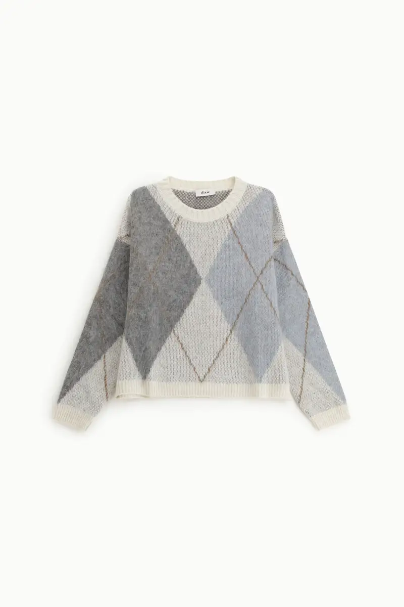 Maglione pullover girocollo fantasia argyle