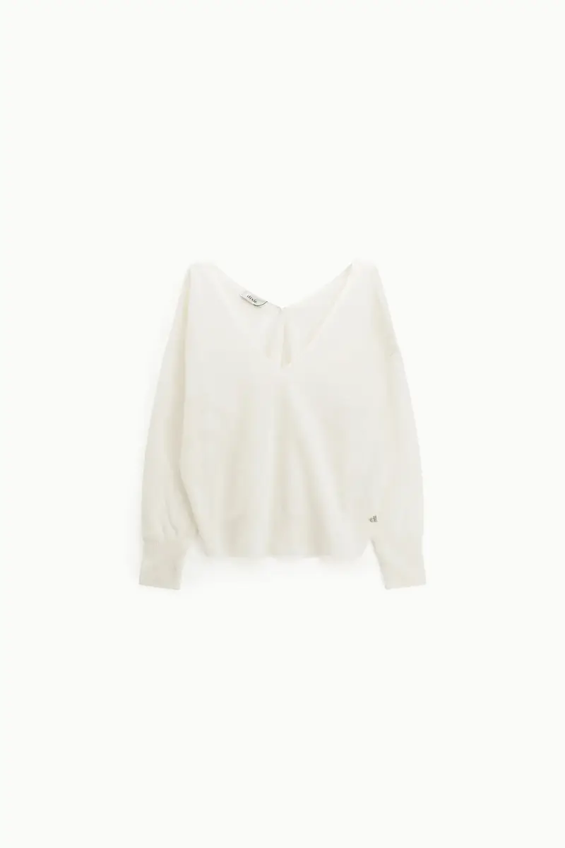 Maglione scollo a v con bottoni sul retro