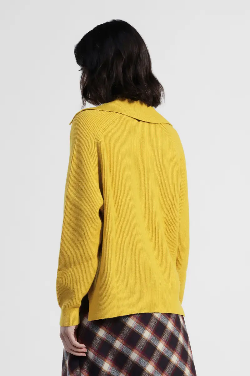 Maglione scollo a v con tasche applicate miniatura 3