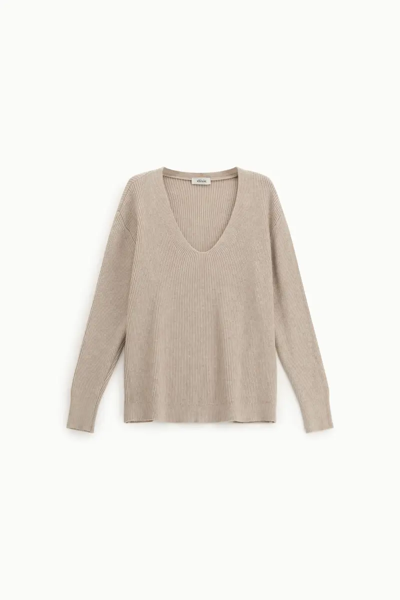 Maglione scollo a v lavorazione a coste