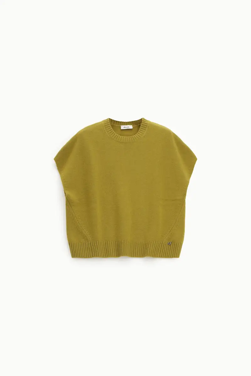 Maglione smanicato girocollo bordi a costine