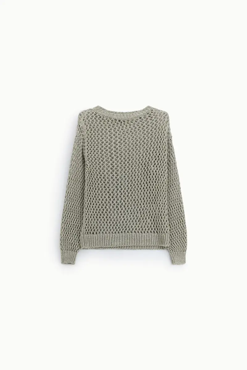 Maglione traforato a maniche lunghe girocollo