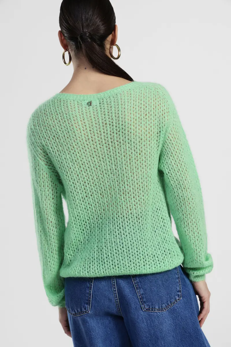 Maglione traforato con maniche lunghe e scollo barca miniatura 3