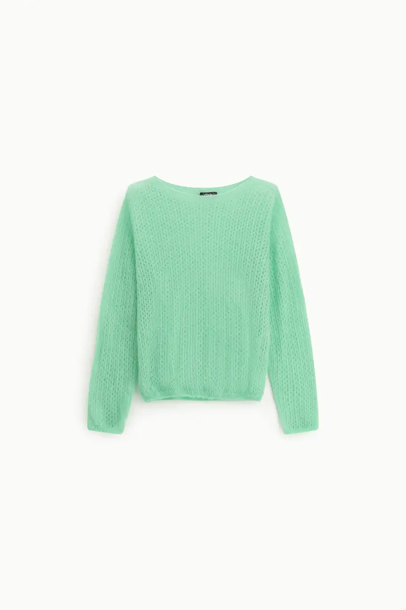 Maglione traforato con maniche lunghe e scollo barca