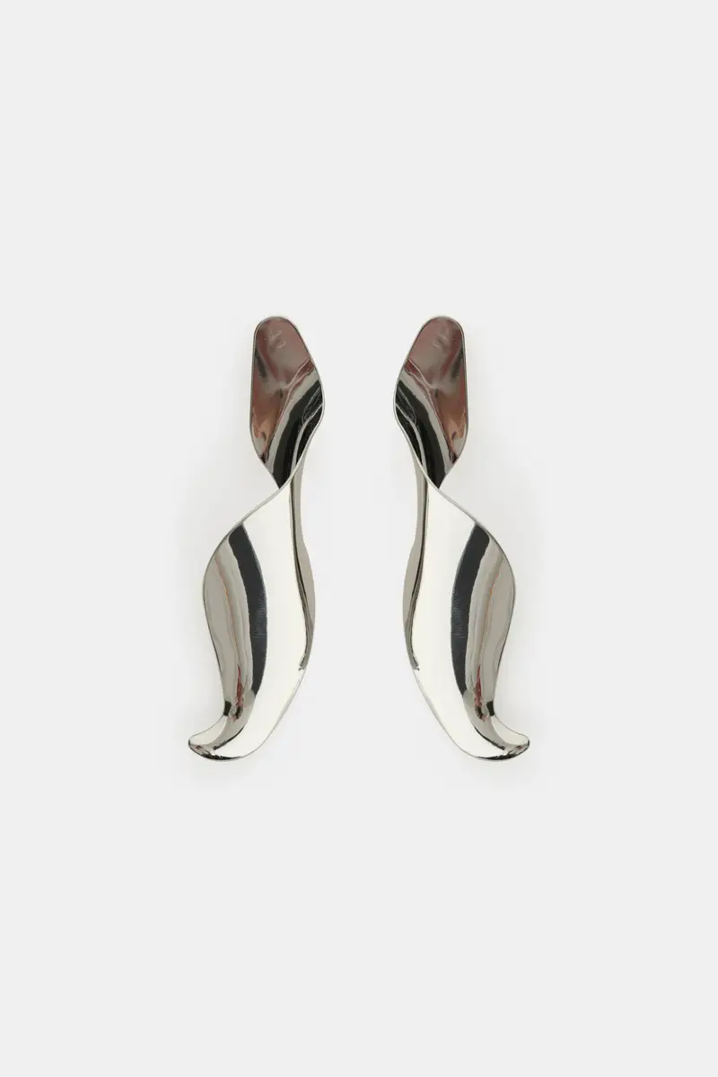 Orecchini lunghi ondulati effetto specchio