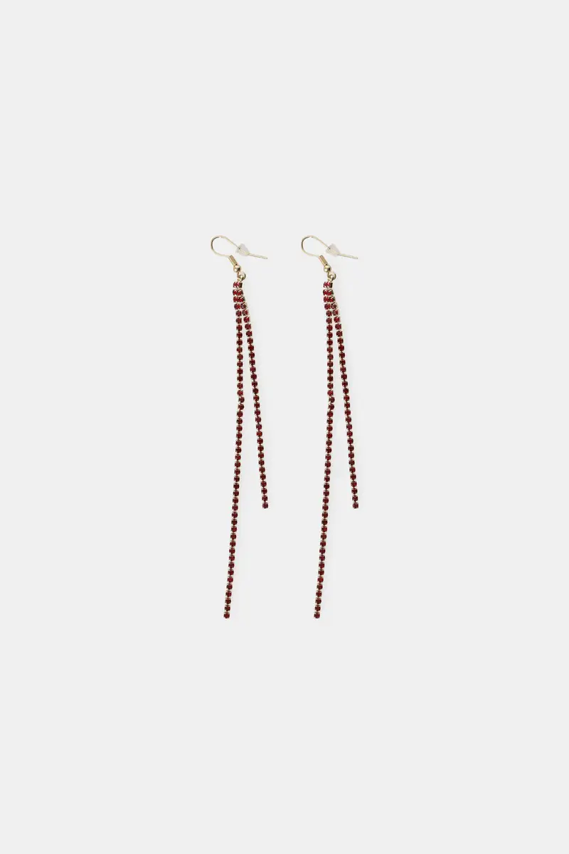 Orecchini pendenti doppia fila strass sottili