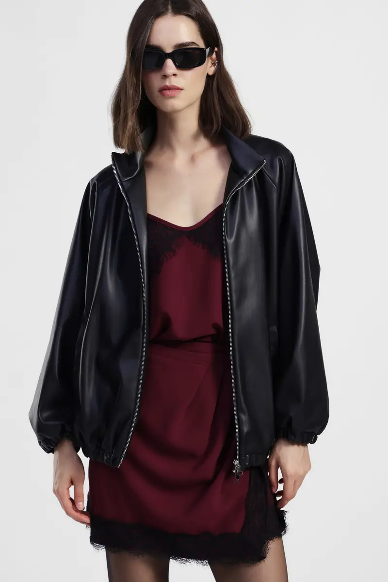 Outer jacket con zip e polsini elasticizzati miniatura 2