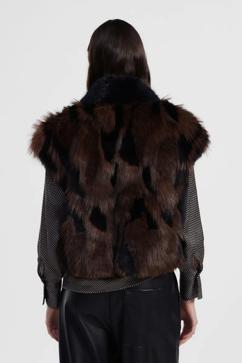 Outer jacket ecopelliccia smanicata stampa effetto maculato miniatura 3