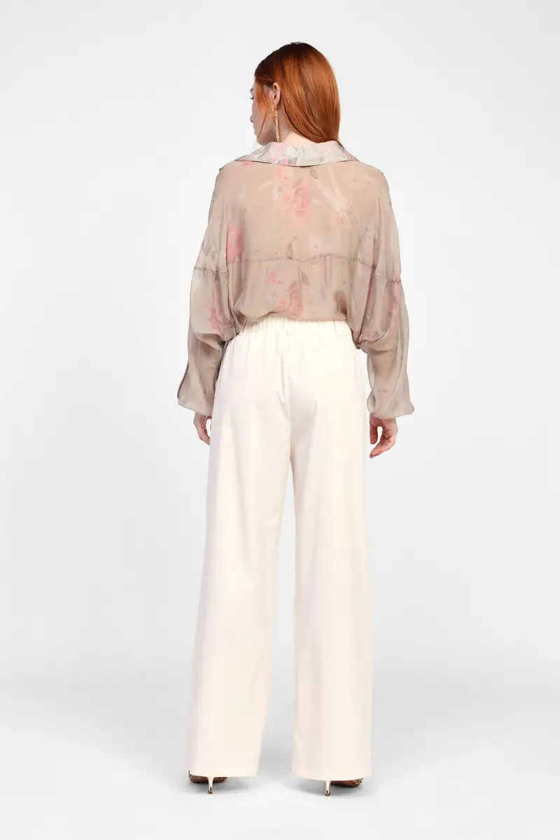 Pantaloni a gamba larga con vita alta miniatura 3