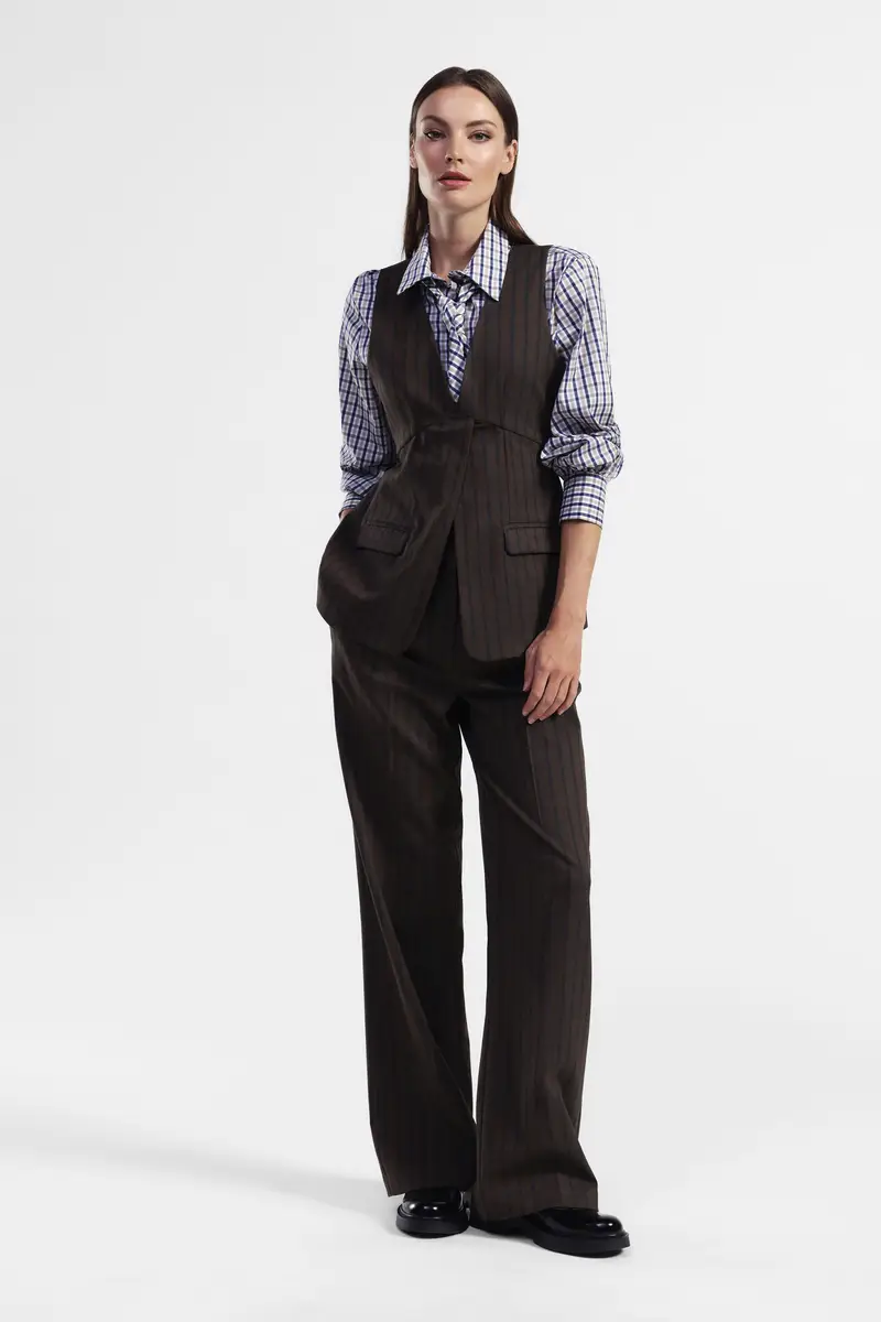 Pantaloni a righe a gamba ampia miniatura 2